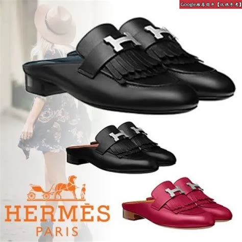 穆勒鞋 皮革 Hermès 黑色 尺寸 36.5 EU 在皮革 